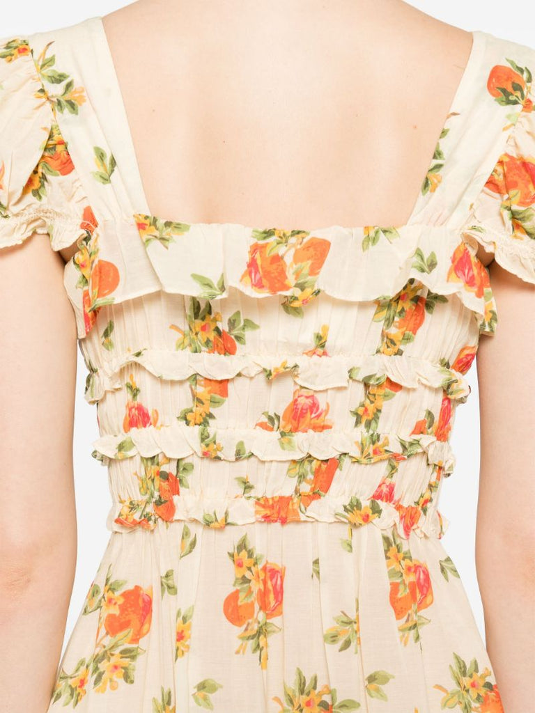 Yellow Clarinet Floral-print Midi Dress