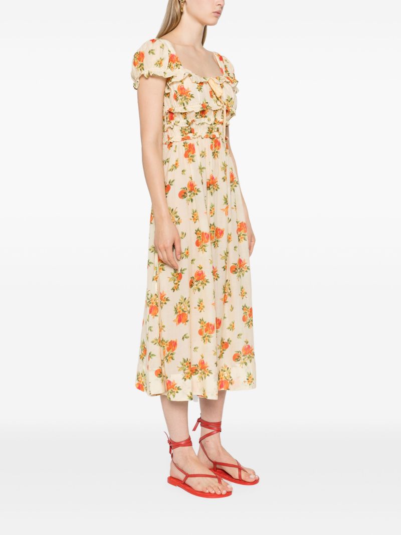 Yellow Clarinet Floral-print Midi Dress