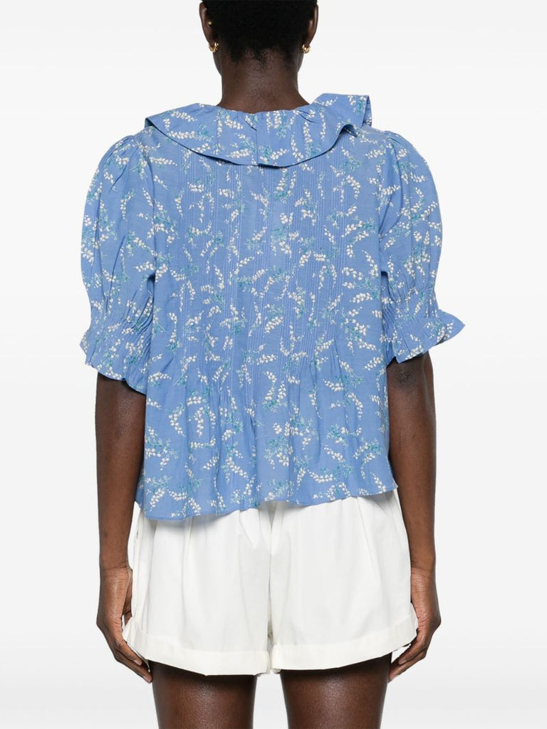 Blue Henri Floral-print Blouse