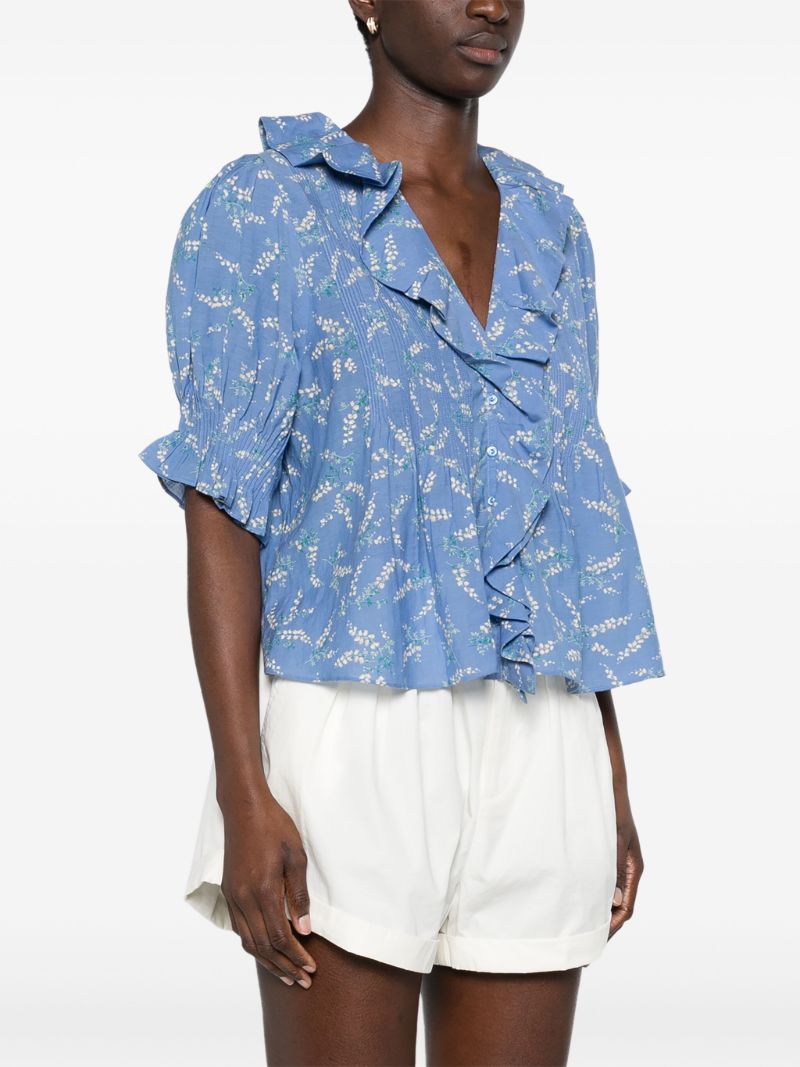 Blue Henri Floral-print Blouse