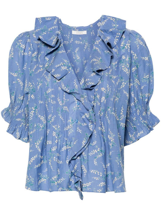 Blue Henri Floral-print Blouse