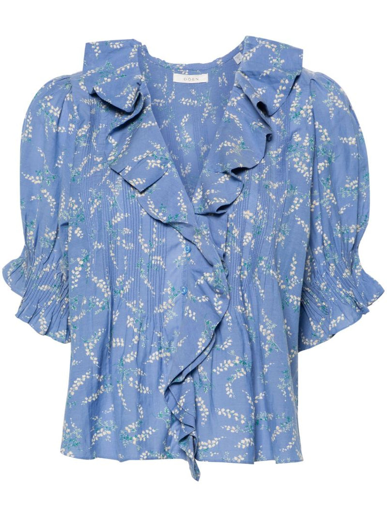 Blue Henri Floral-print Blouse