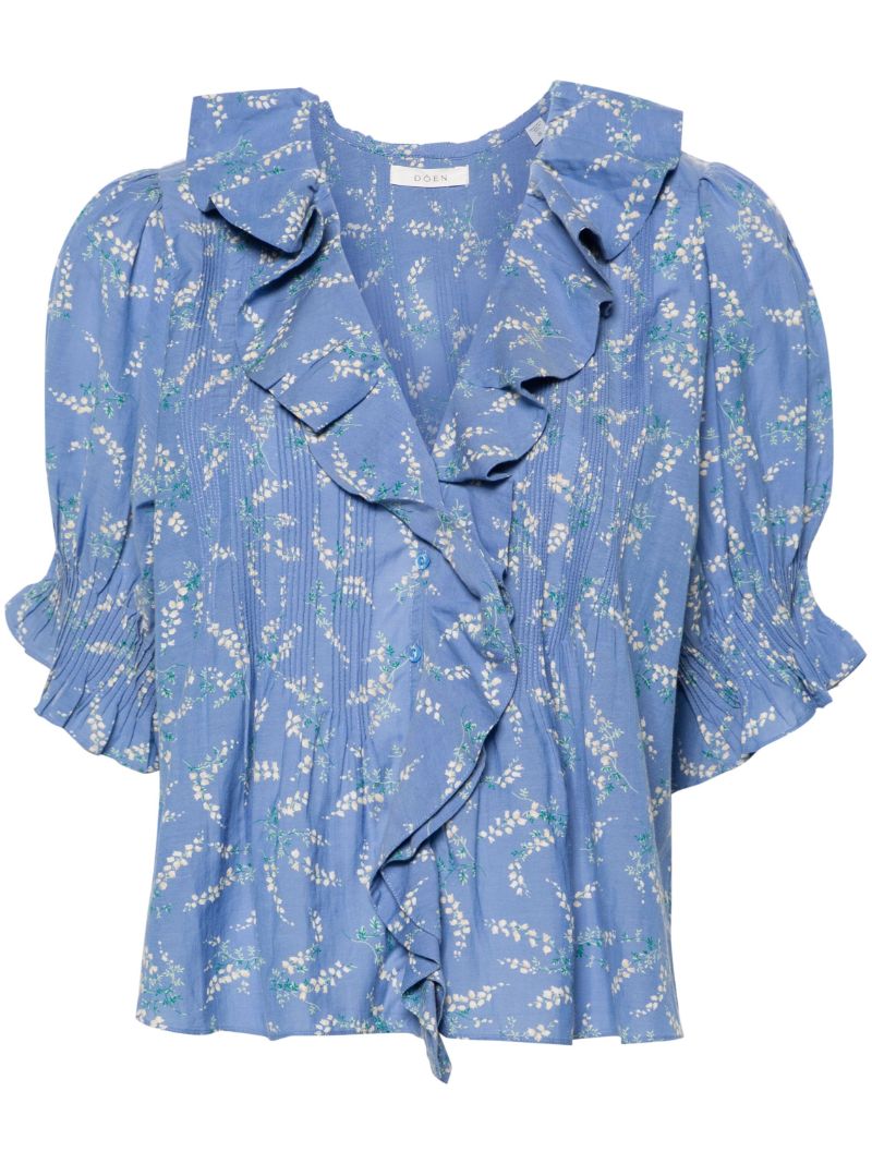 Blue Henri Floral-print Blouse