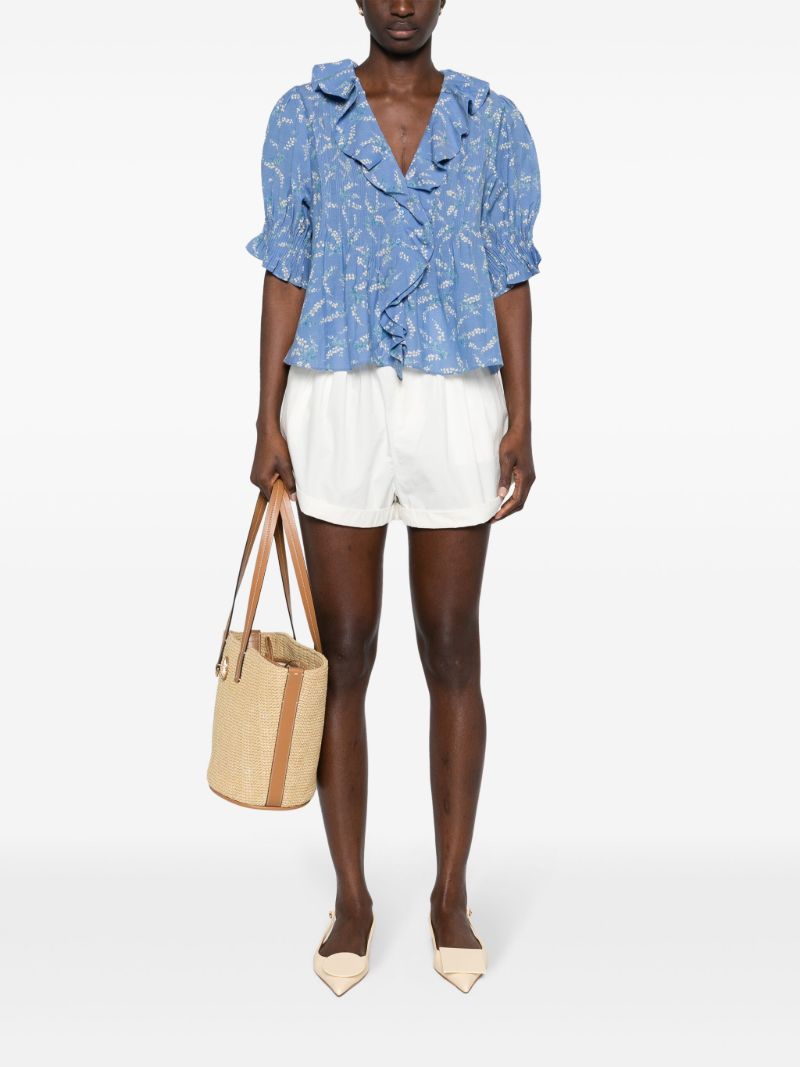 Blue Henri Floral-print Blouse