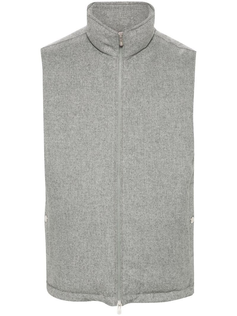 Grey High-neck Wool Gilet