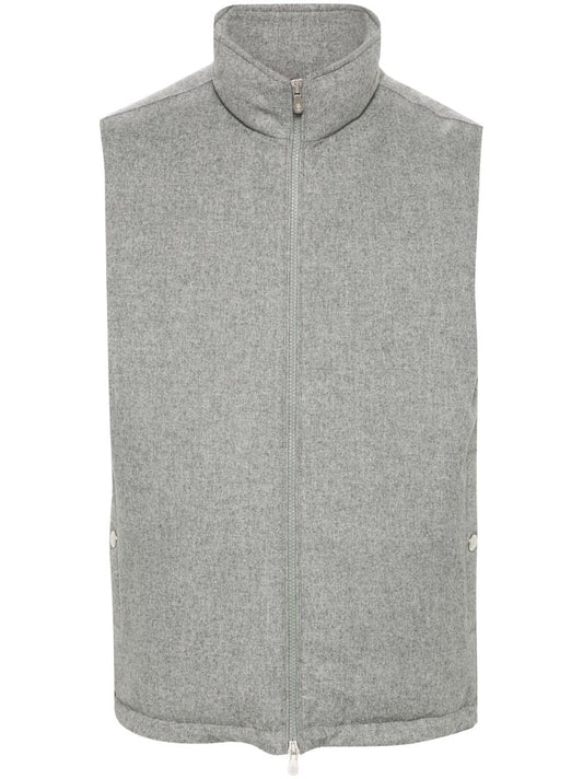 Grey High-neck Wool Gilet