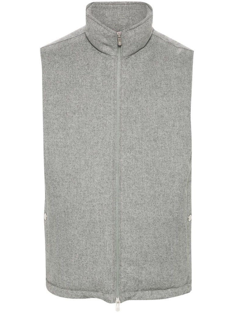 Grey High-neck Wool Gilet