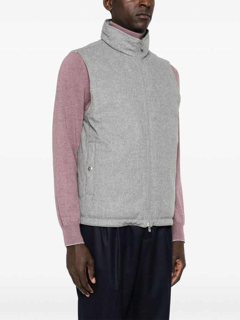 Grey High-neck Wool Gilet