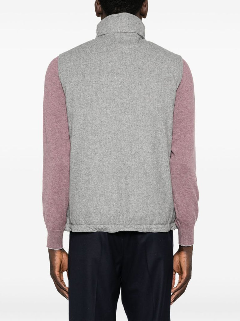 Grey High-neck Wool Gilet