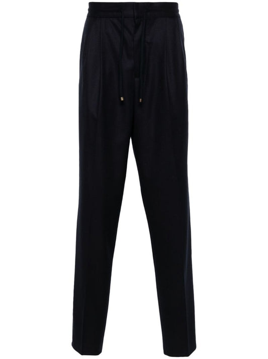 Blue Mid-rise Tapered Trousers