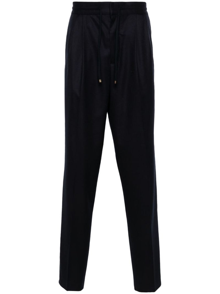 Blue Mid-rise Tapered Trousers