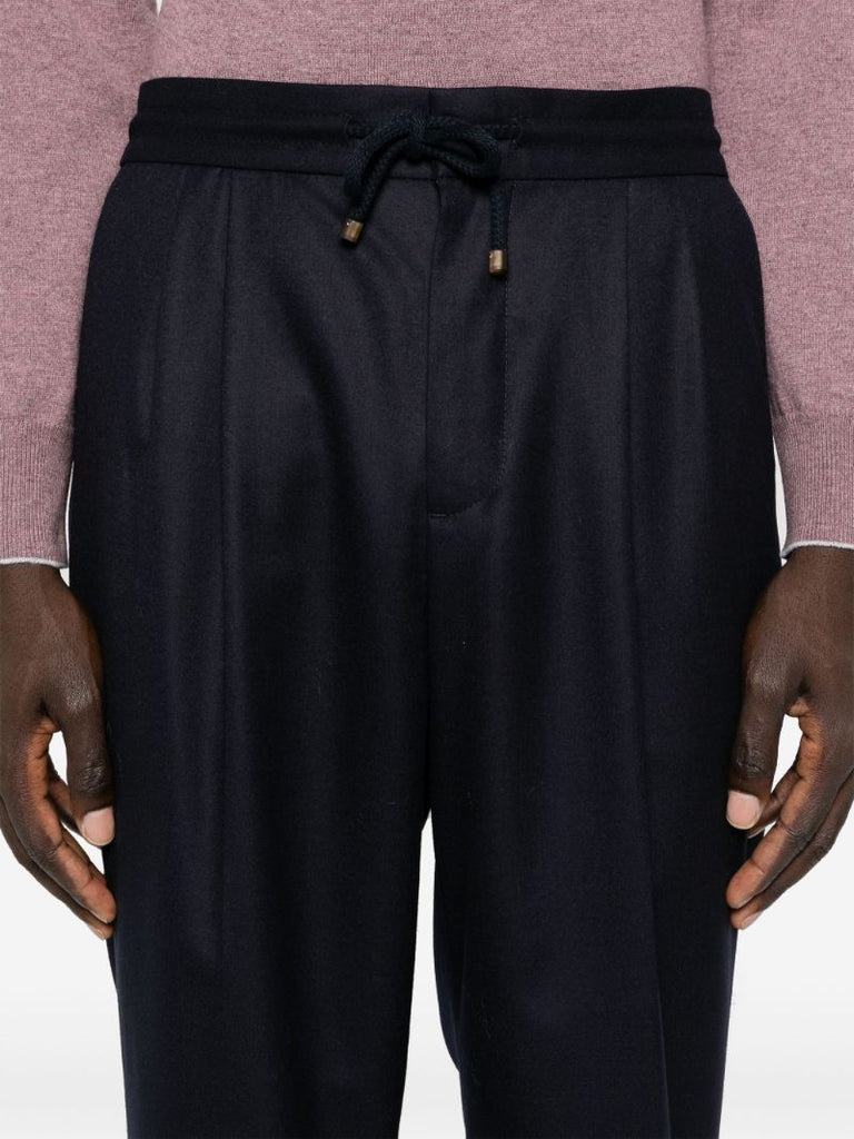 Blue Mid-rise Tapered Trousers