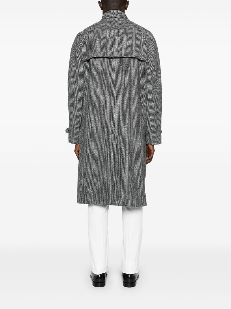 Black Herringbone-pattern Coat