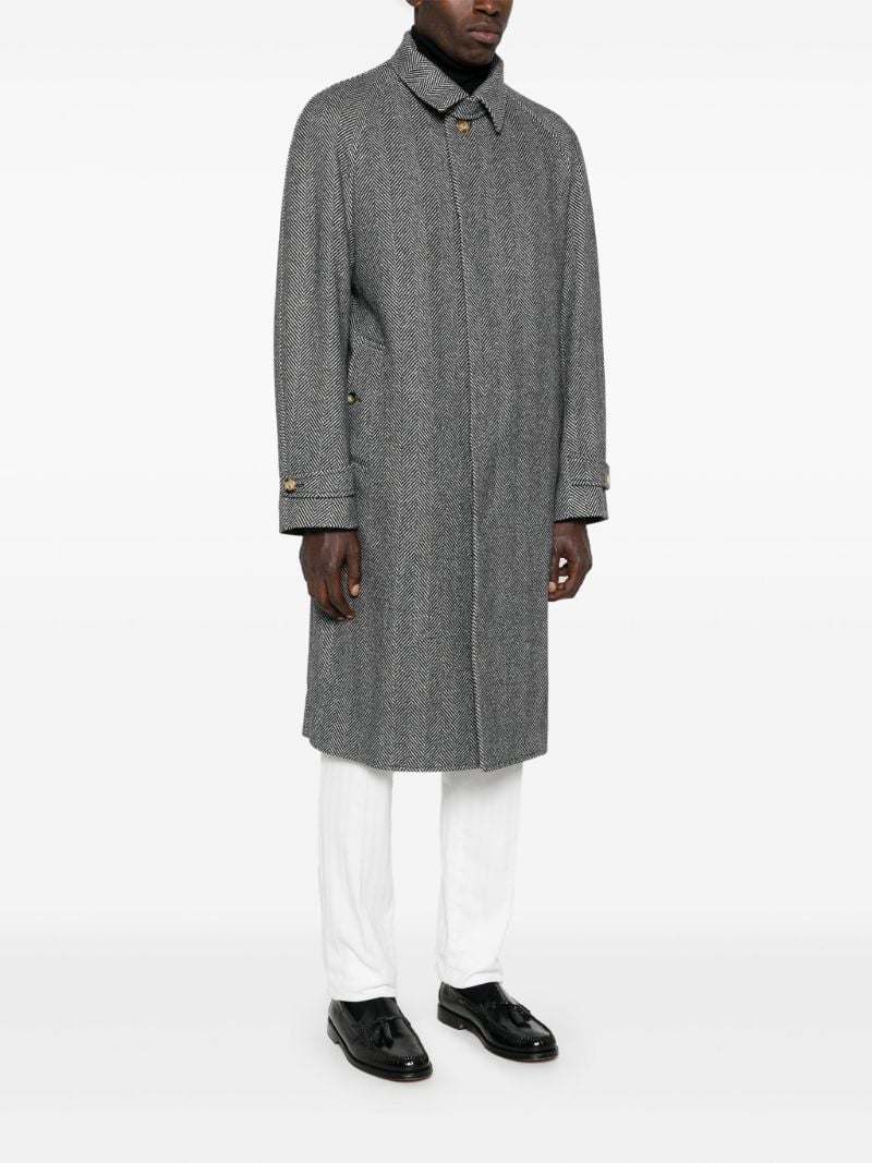 Black Herringbone-pattern Coat