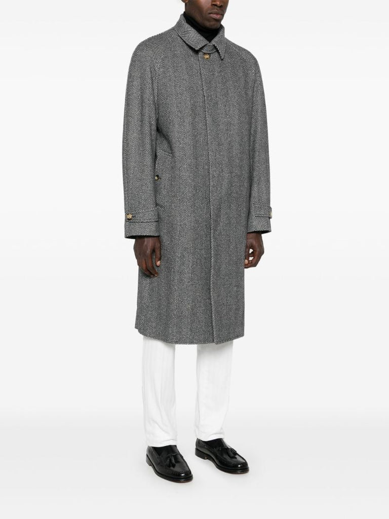Black Herringbone-pattern Coat