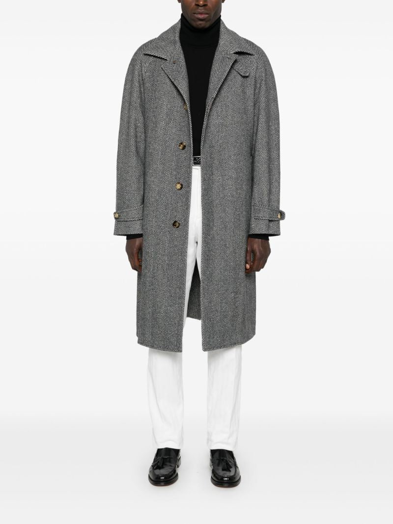 Black Herringbone-pattern Coat