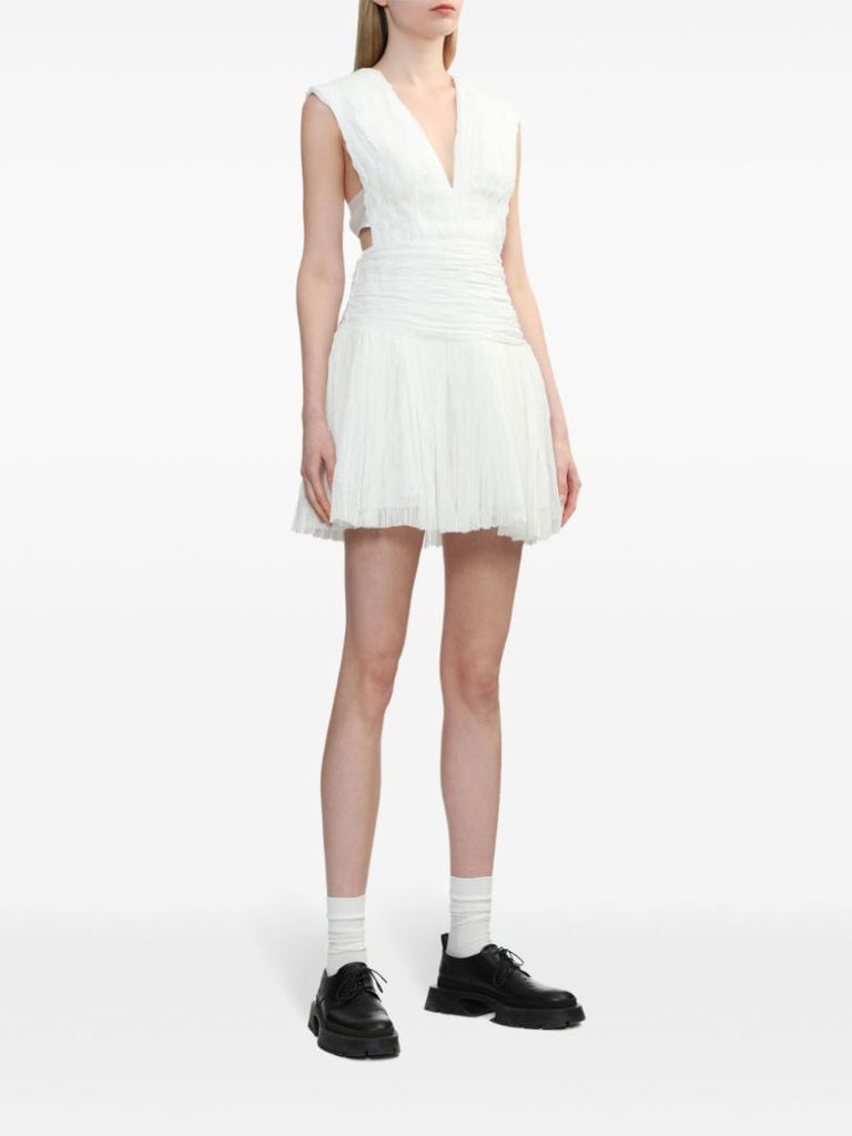 White Escapist Pleated Mini Dress
