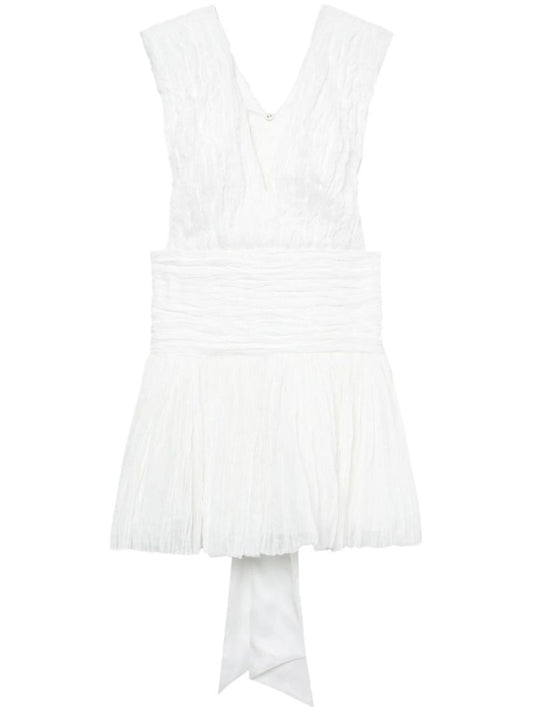 White Escapist Pleated Mini Dress