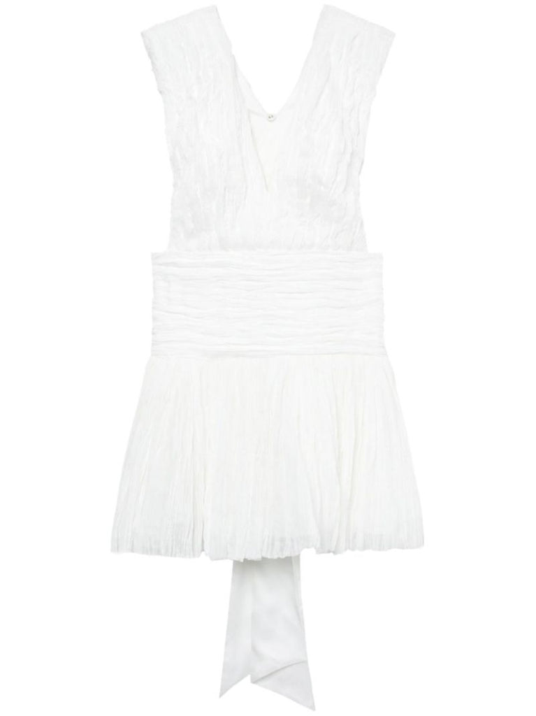 White Escapist Pleated Mini Dress