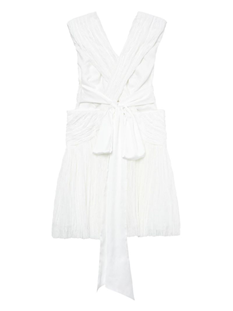 White Escapist Pleated Mini Dress