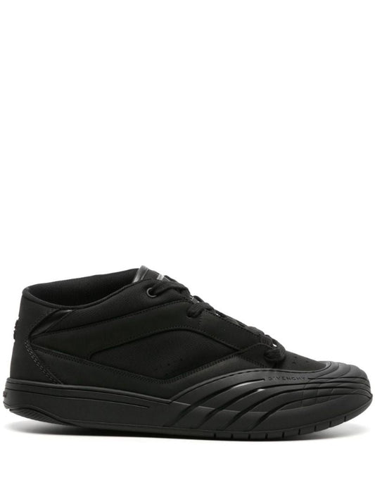 Black Panelled Leather Sneakers