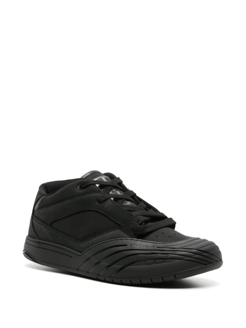 Black Panelled Leather Sneakers