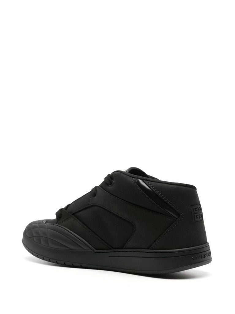 Black Panelled Leather Sneakers