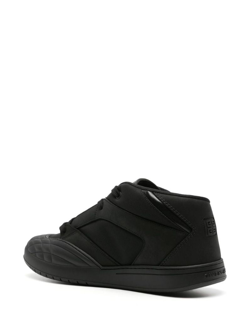 Black Panelled Leather Sneakers