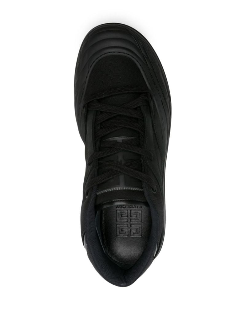 Black Panelled Leather Sneakers