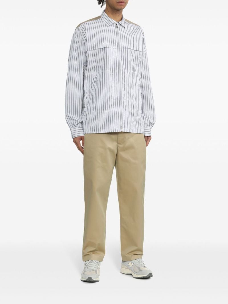 White Striped Zip-up Shirt
