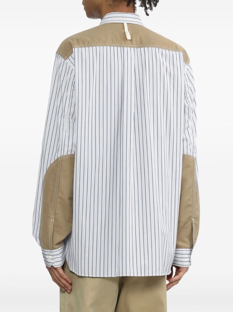 White Striped Zip-up Shirt