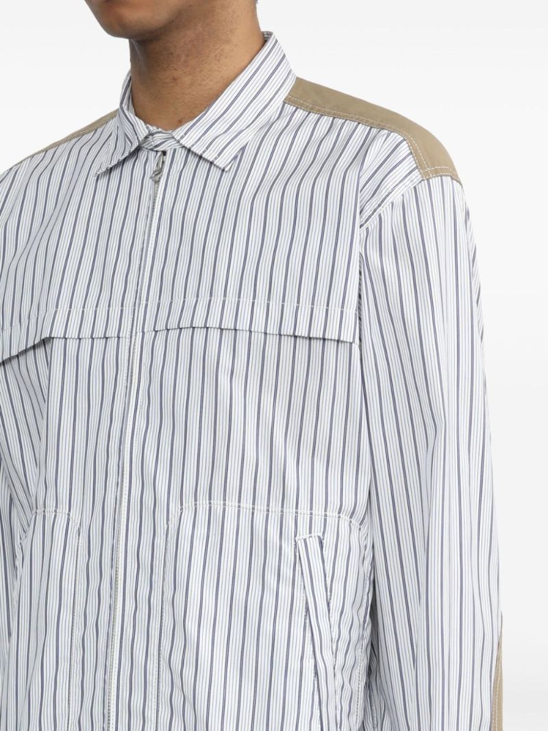 White Striped Zip-up Shirt