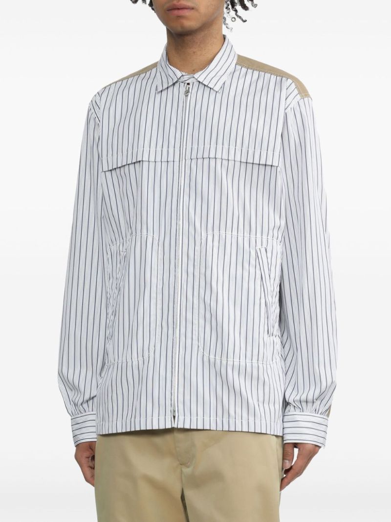 White Striped Zip-up Shirt