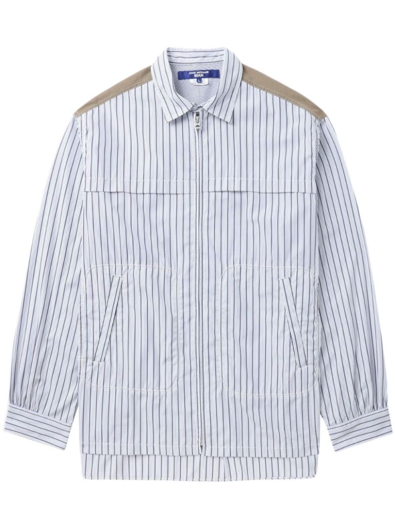 White Striped Zip-up Shirt