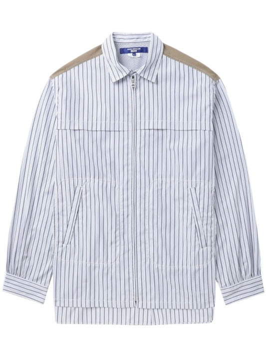 White Striped Zip-up Shirt