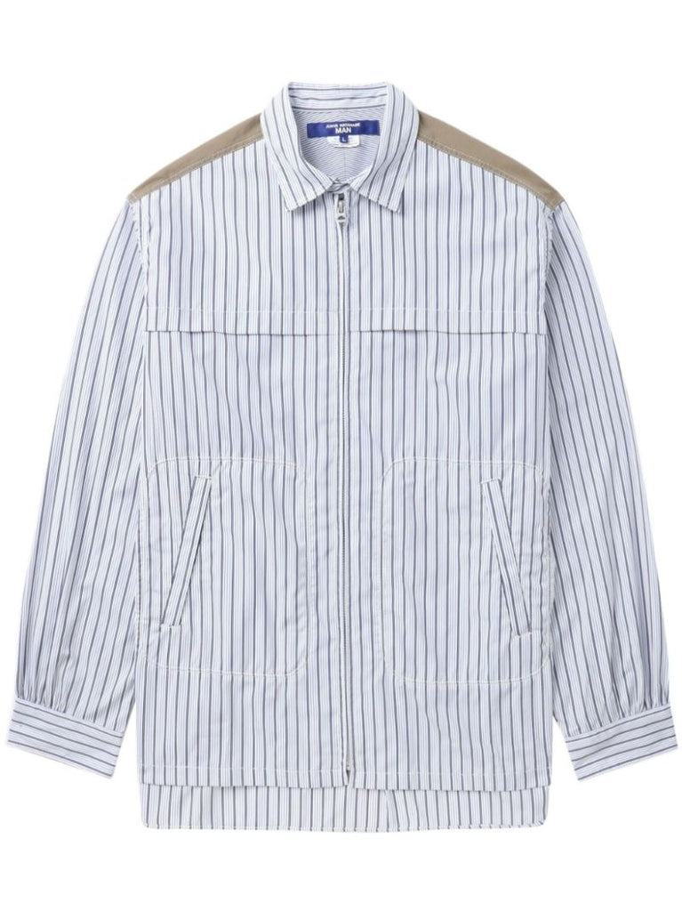 White Striped Zip-up Shirt