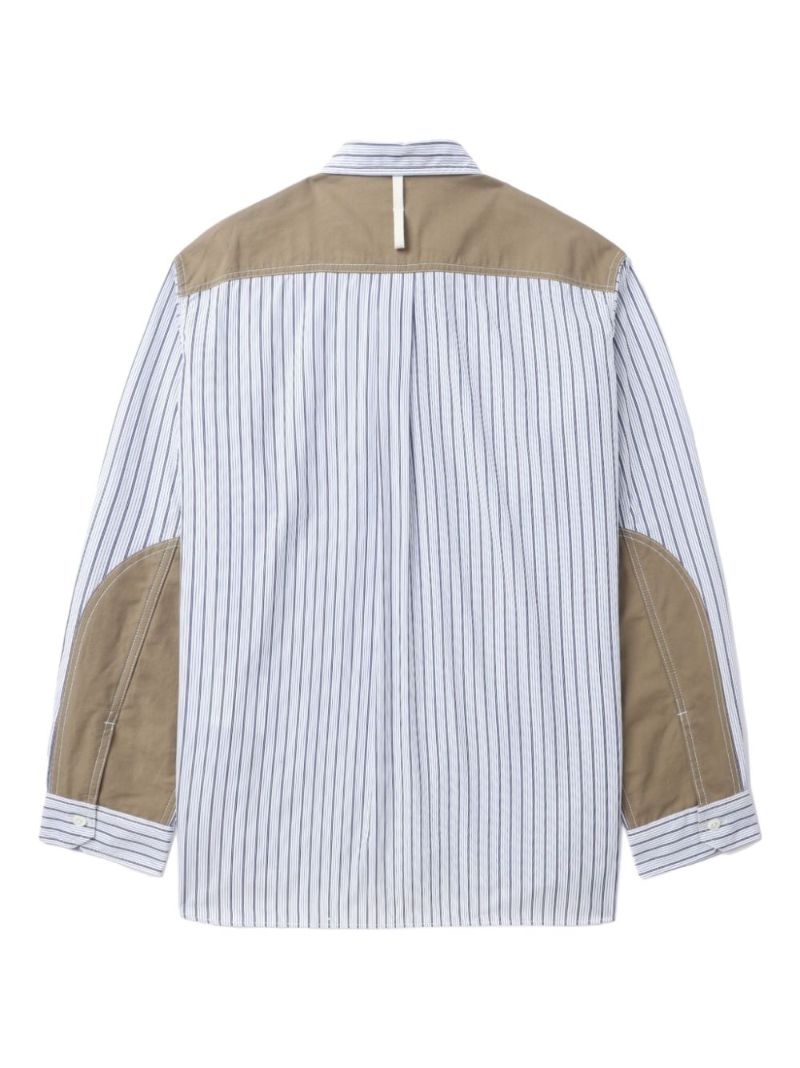White Striped Zip-up Shirt