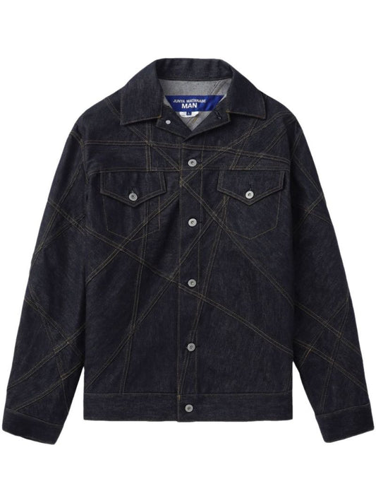 Blue Contrast-stitching Denim Jacket