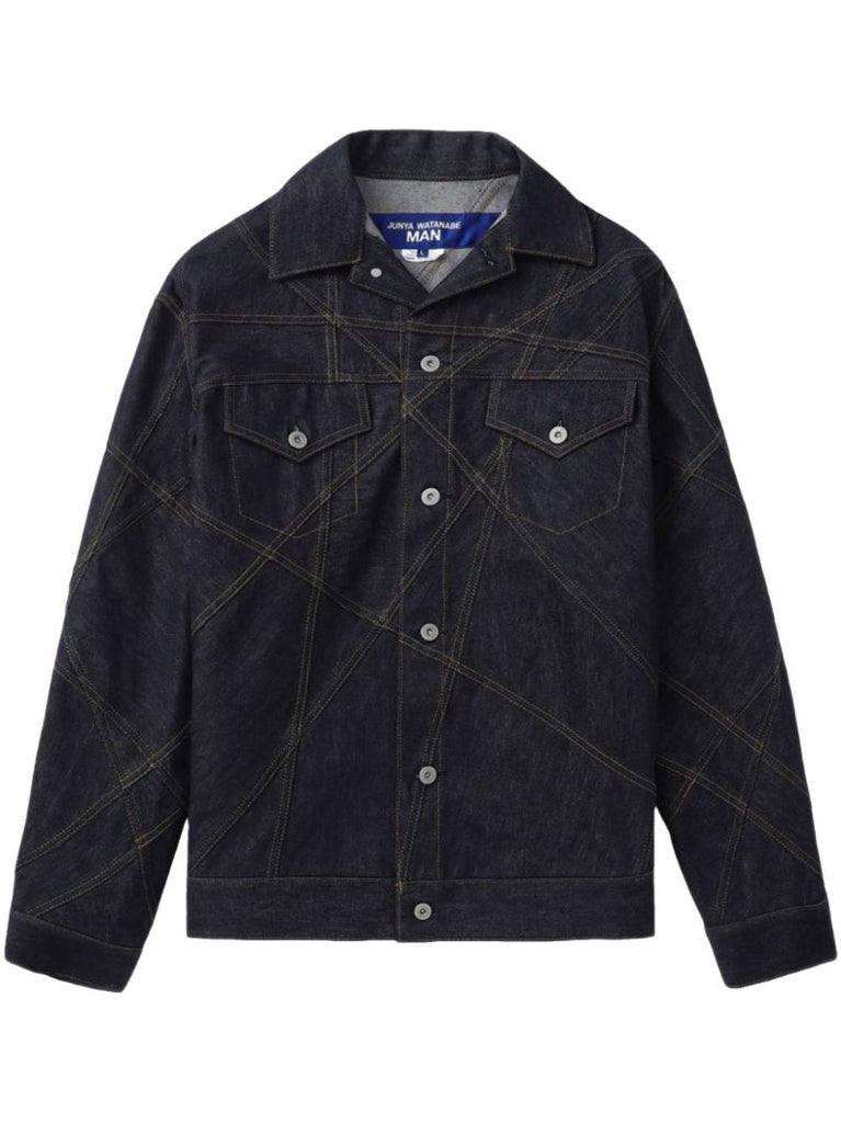 Blue Contrast-stitching Denim Jacket