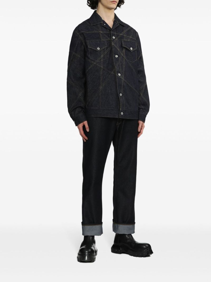 Blue Contrast-stitching Denim Jacket