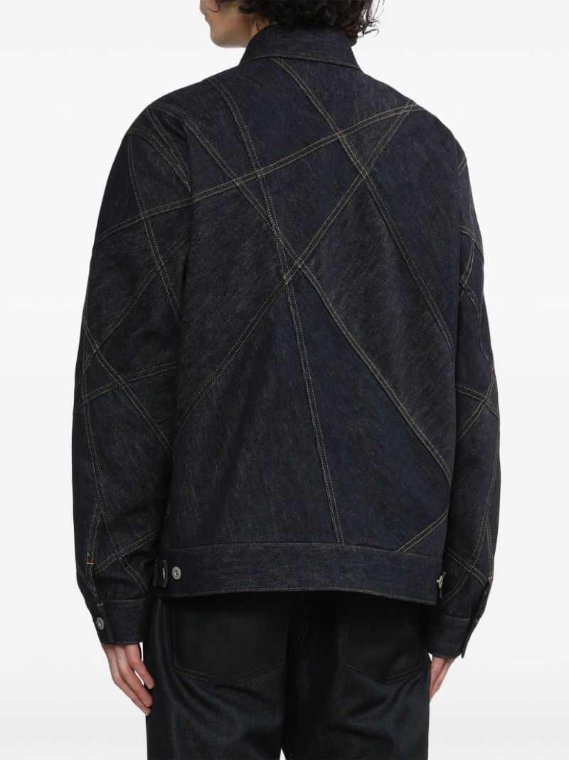 Blue Contrast-stitching Denim Jacket