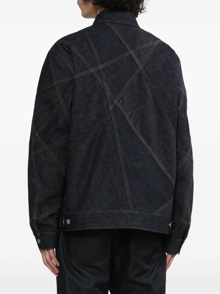 Blue Contrast-stitching Denim Jacket