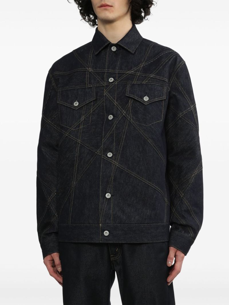 Blue Contrast-stitching Denim Jacket