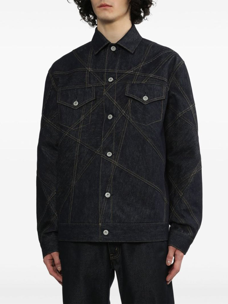 Blue Contrast-stitching Denim Jacket