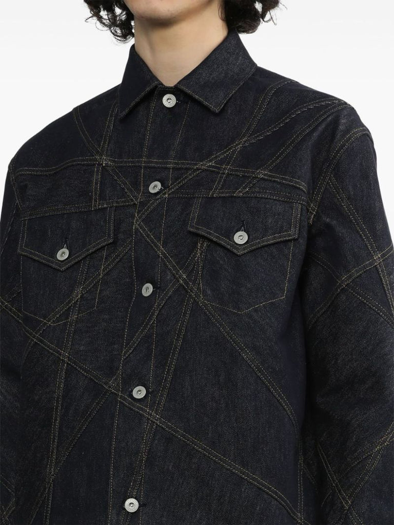 Blue Contrast-stitching Denim Jacket