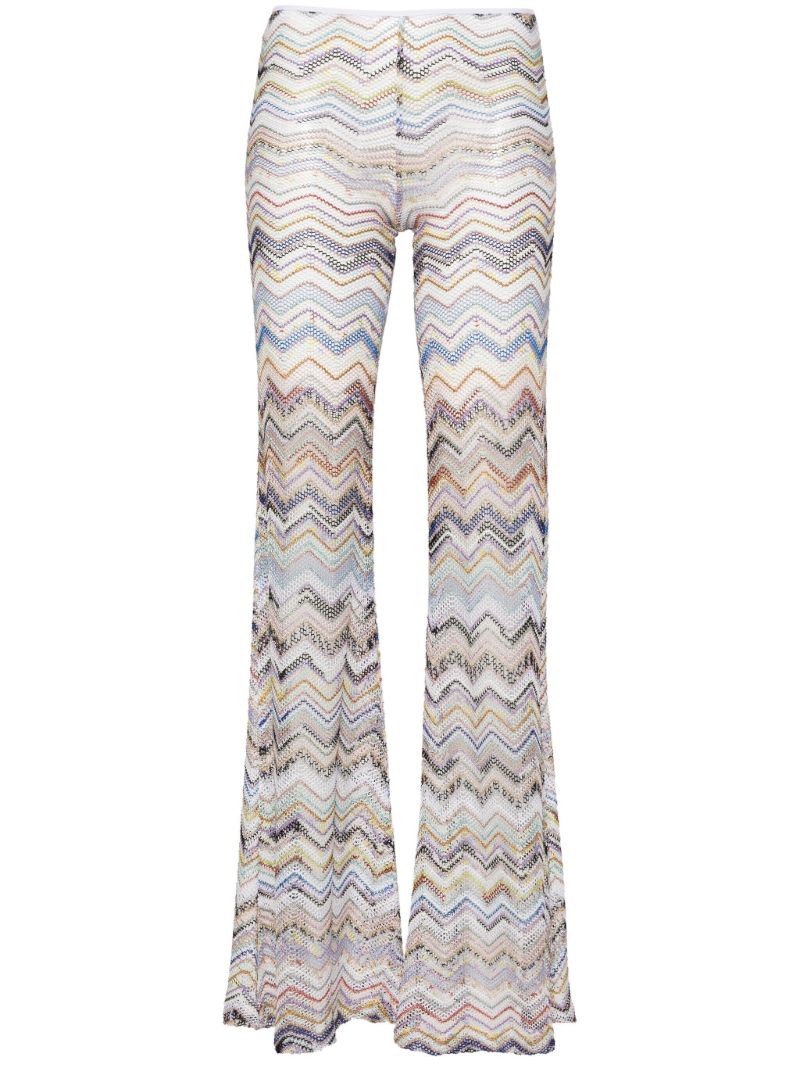 Neutral Zigzag Flared Trousers