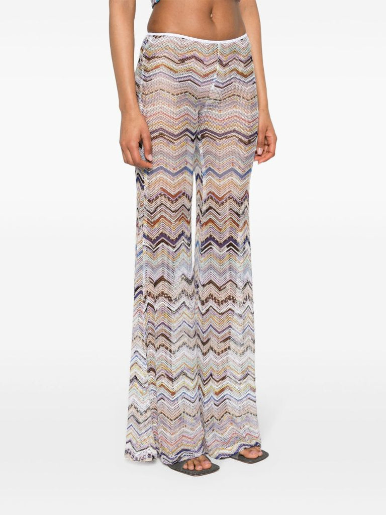 Neutral Zigzag Flared Trousers
