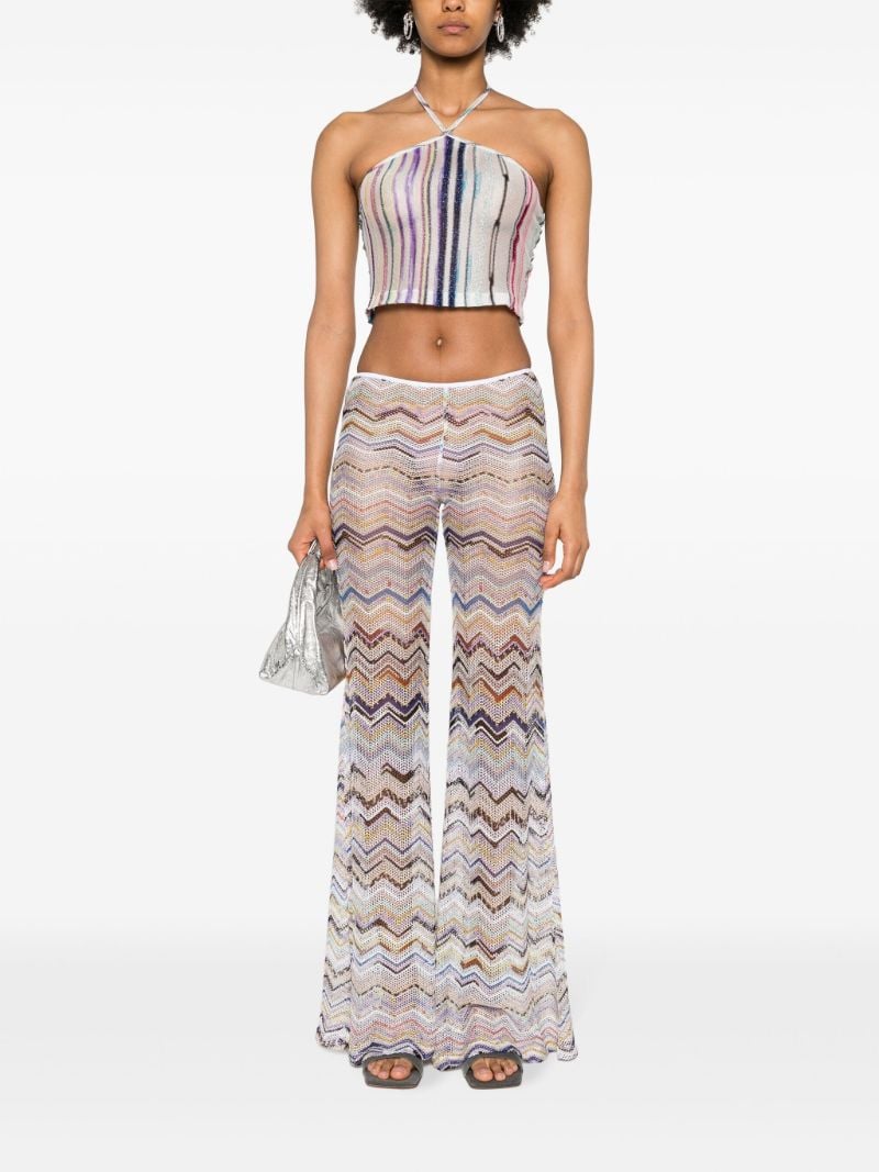 Neutral Zigzag Flared Trousers