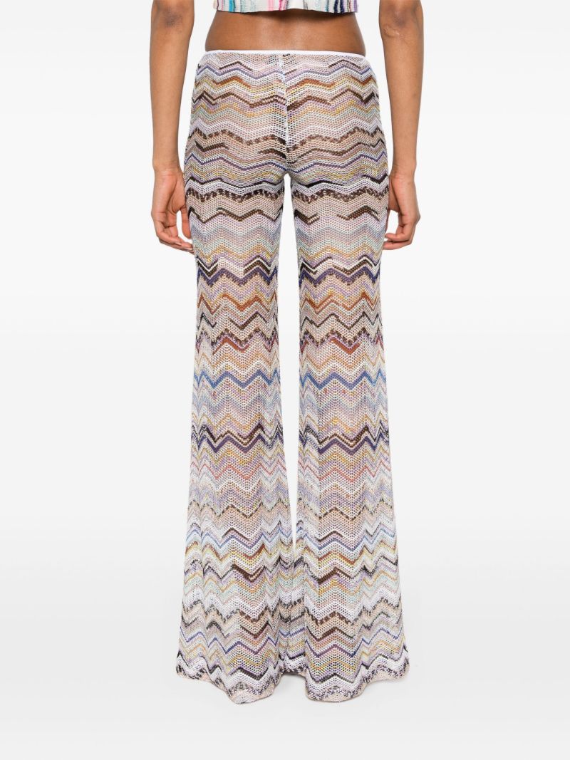 Neutral Zigzag Flared Trousers