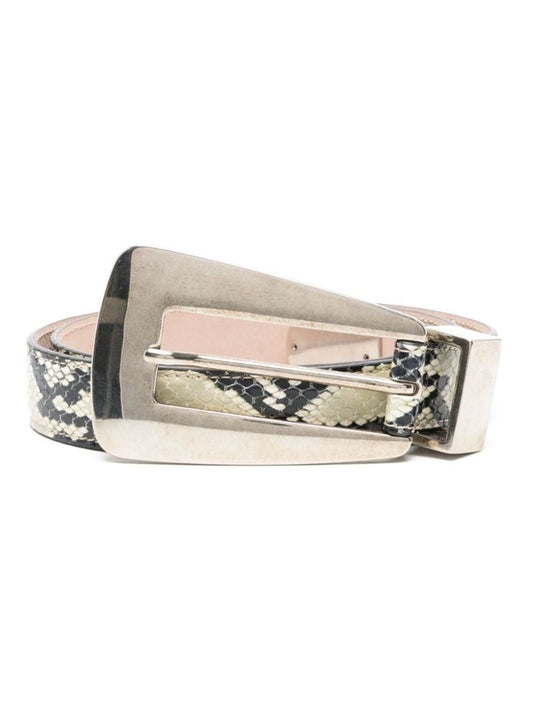Neutral Snakeskin Effect Leather Belt